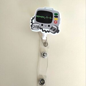 NEW Cute Medical Badge Reel with V-Fib Defib Design